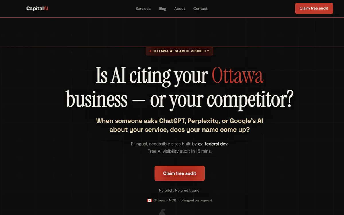 Screenshot of the CapitalAI.ca homepage